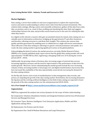 Data Catalog Market Research Report 2020 – Industry Trends and Forecast to 2023