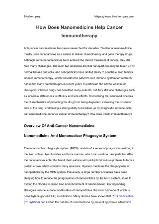 How does nanomedicine help cancer immunotherapy