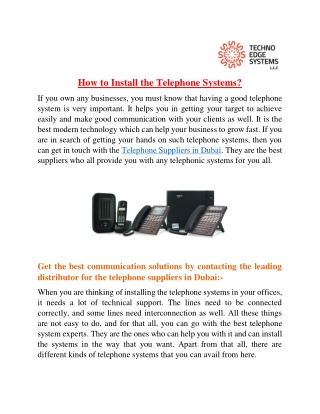 How to Install the Telephone Systems?