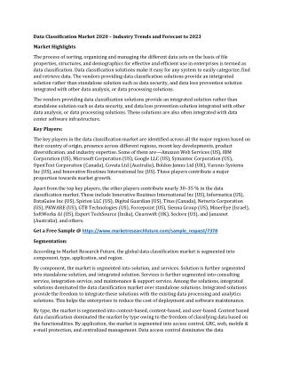 Data Classification Market Research Report 2020 – Industry Trends and Forecast to 2023