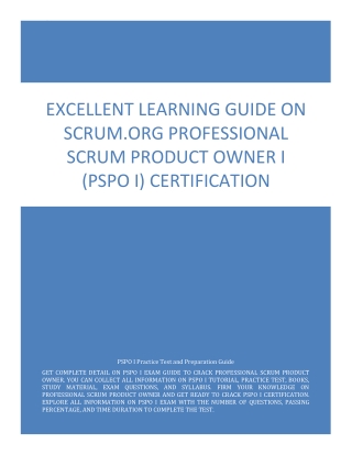 Excellent Learning Guide on Scrum.org Professional Scrum Product Owner I (PSPO I) Certification