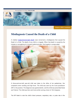 Misdiagnosis Caused the Death of a Child