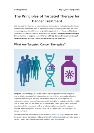 The Principles of Targeted Therapy for Cancer Treatment