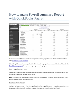 How to make Payroll summary Report with QuickBooks Payroll