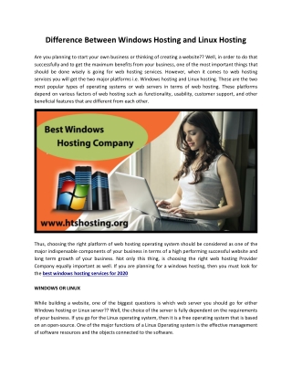 Difference Between Windows Hosting and Linux Hosting