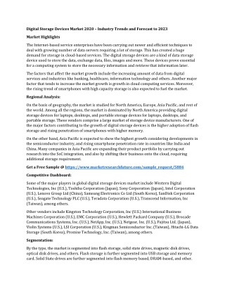 Digital Storage Devices Market Research Report  2020 – Industry Trends and Forecast to 2023