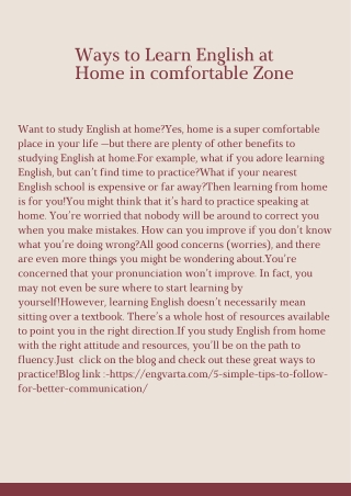 Ways to Learn English at Home in comfortable Zone