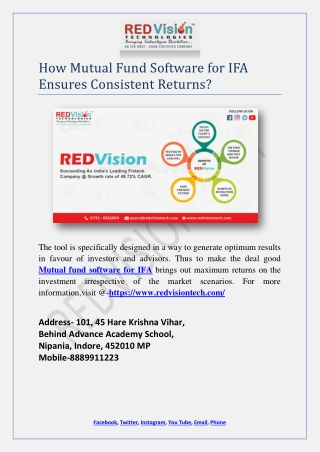 How Mutual Fund Software for IFA Ensures Consistent Returns?