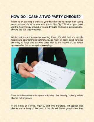 HOW DO I CASH A TWO PARTY CHEQUE?