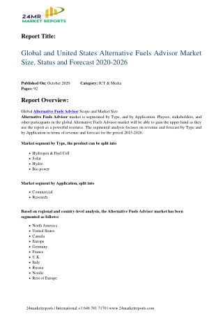 Alternative Fuels Advisor Market Size, Status and Forecast 2020-2026