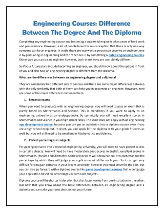 Engineering Courses: Difference Between The Degree And The Diploma