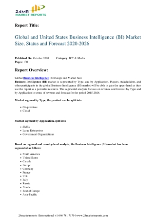 Business Intelligence (BI) Market Size, Status and Forecast 2020-2026