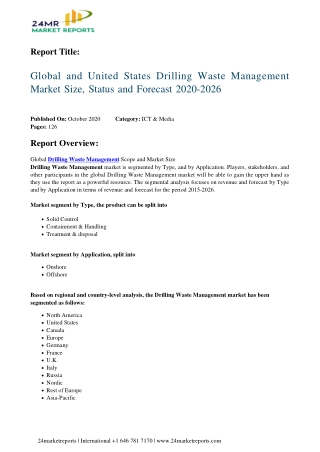 Drilling Waste Management Market Size, Status and Forecast 2020-2026