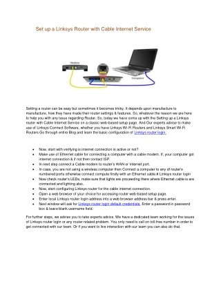 Linksys Router with Cable Internet Service