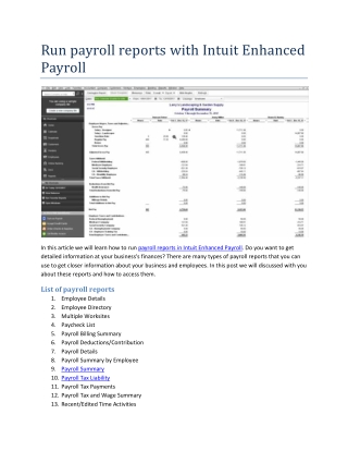 Run payroll reports with Intuit Enhanced Payroll