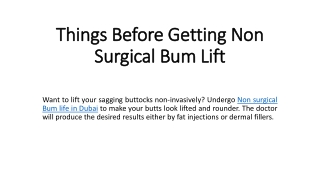 Things Before Getting Non Surgical Bum Lift
