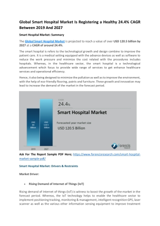 How Top Players Will Help Global Smart Hospital Market To Reach USD 120.5 Billion In 2027?