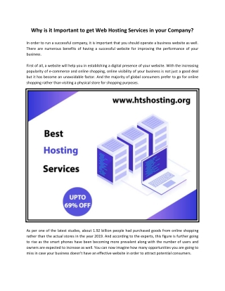 Why is it Important to get Web Hosting Services in your Company?