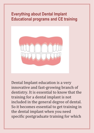 Everything about Dental Implant Educational programs and CE training