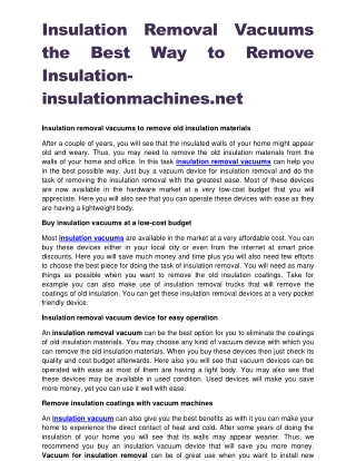 Insulation Removeal Vacuums the best way to remove insulation-insulationmachines.net