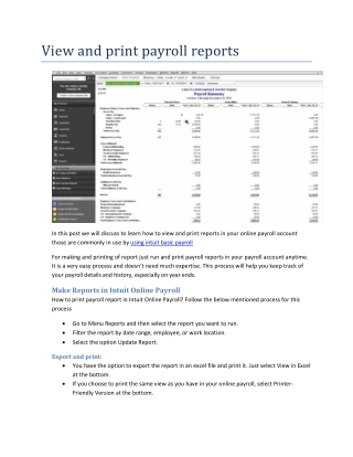 View and print payroll reports