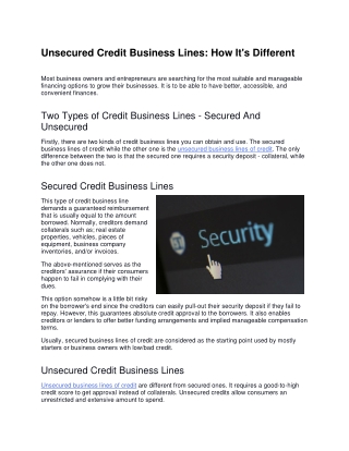 The Two Unsecured Business Lines Of Credit Facts