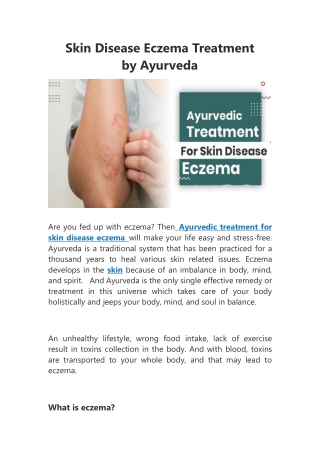 Skin Disease Eczema Treatment by Ayurveda