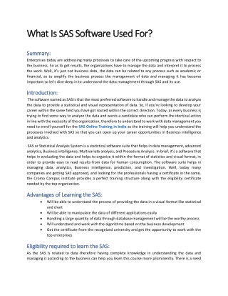 What Is SAS Software Used For?