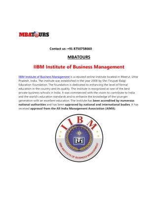 IIBM Institute of Business Management Distance MBA | Admission