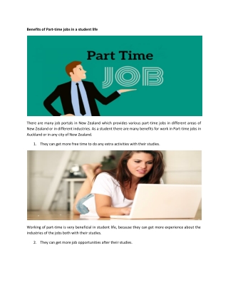 Benefits of Part-time jobs in a student life