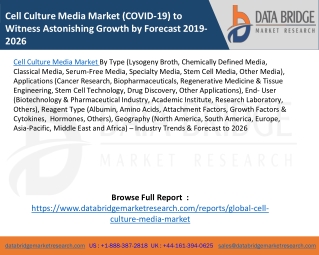 Cell Culture Media Market (COVID-19) to Witness Astonishing Growth by Forecast 2019-2026