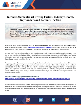 Intruder Alarm Market Drivers, Competitive Landscape, Future Plans And Trends By Forecast 2025