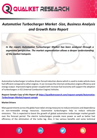 Automotive Turbocharger Market Size, Share, Demand, Analysis and Forecast Report