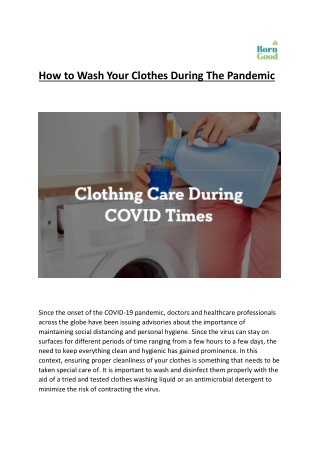 How To Wash Your Clothes During The Pandemic