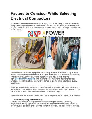 24 Hour Electrician in Singapore | Xpower