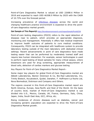 Point of Care (POC) Diagnostics Market: Global Industry Analysis and Opportunity Assessment 2020-2025
