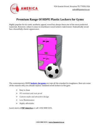 Premium Range Of HDPE Plastic Lockers for Gyms