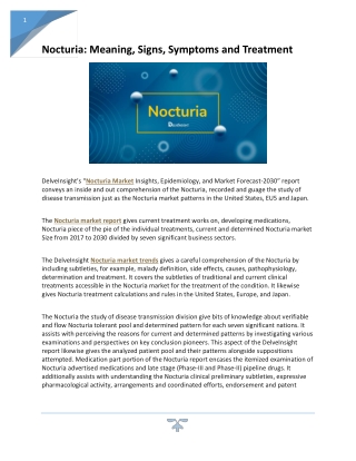 Nocturia - Market Insights, Epidemiology, and Market Forecast-2030