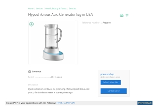 Hypochlorous Acid Generator Jug in USA