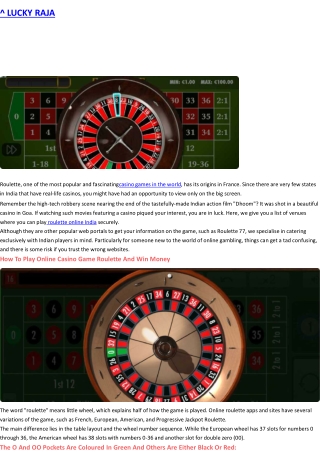 Guidelines for playing roulette online in India
