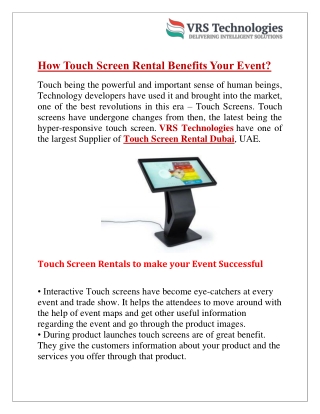 How Touch Screen Rental Benefits Your Event?