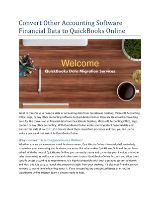 Convert Other Accounting Software Financial Data to QuickBooks Online