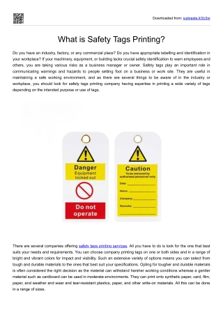 What is Safety Tags Printing?