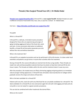 Threads ( Non Surgical Thread Face Lift ) | Dr Malda Dubai