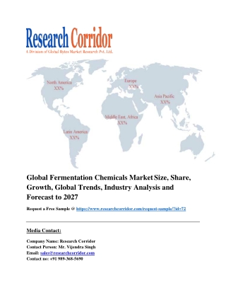 Global Fermentation Chemicals Market Size, Share, Growth, Global Trends, Industry Analysis and Forecast to 2027