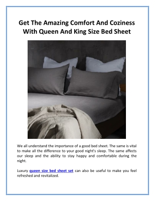 Get The Amazing Comfort And Coziness With Queen And King Size Bed Sheet