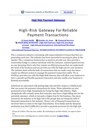 High-Risk Gateway For Reliable Payment Transactions