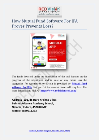 How Mutual Fund Software For IFA Proves Prevents Loss?