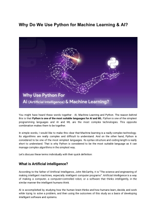 Why Do We Use Python for Machine Learning & AI?