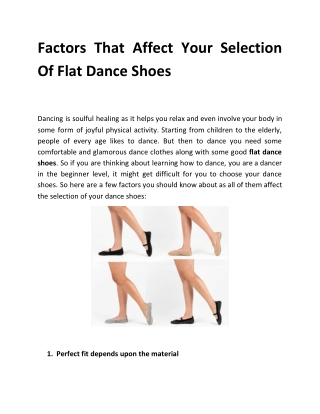 Factors That Affect Your Selection Of Flat Dance Shoes